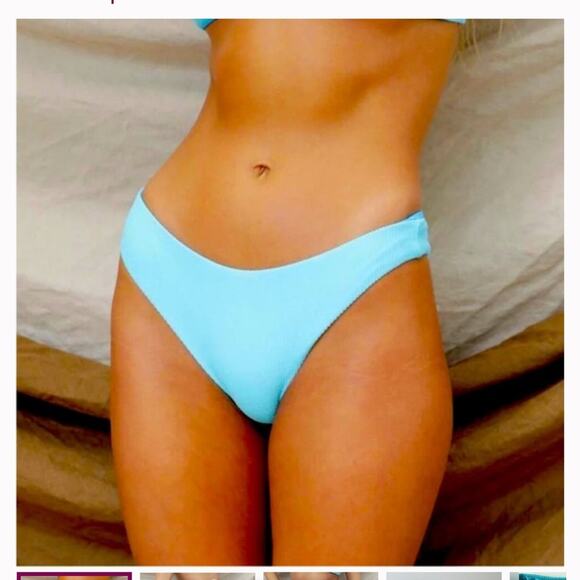 Toast X Free People Turquoise Sea Signature Low Rise Hipster Bikini Bottoms - Picture 1 of 5